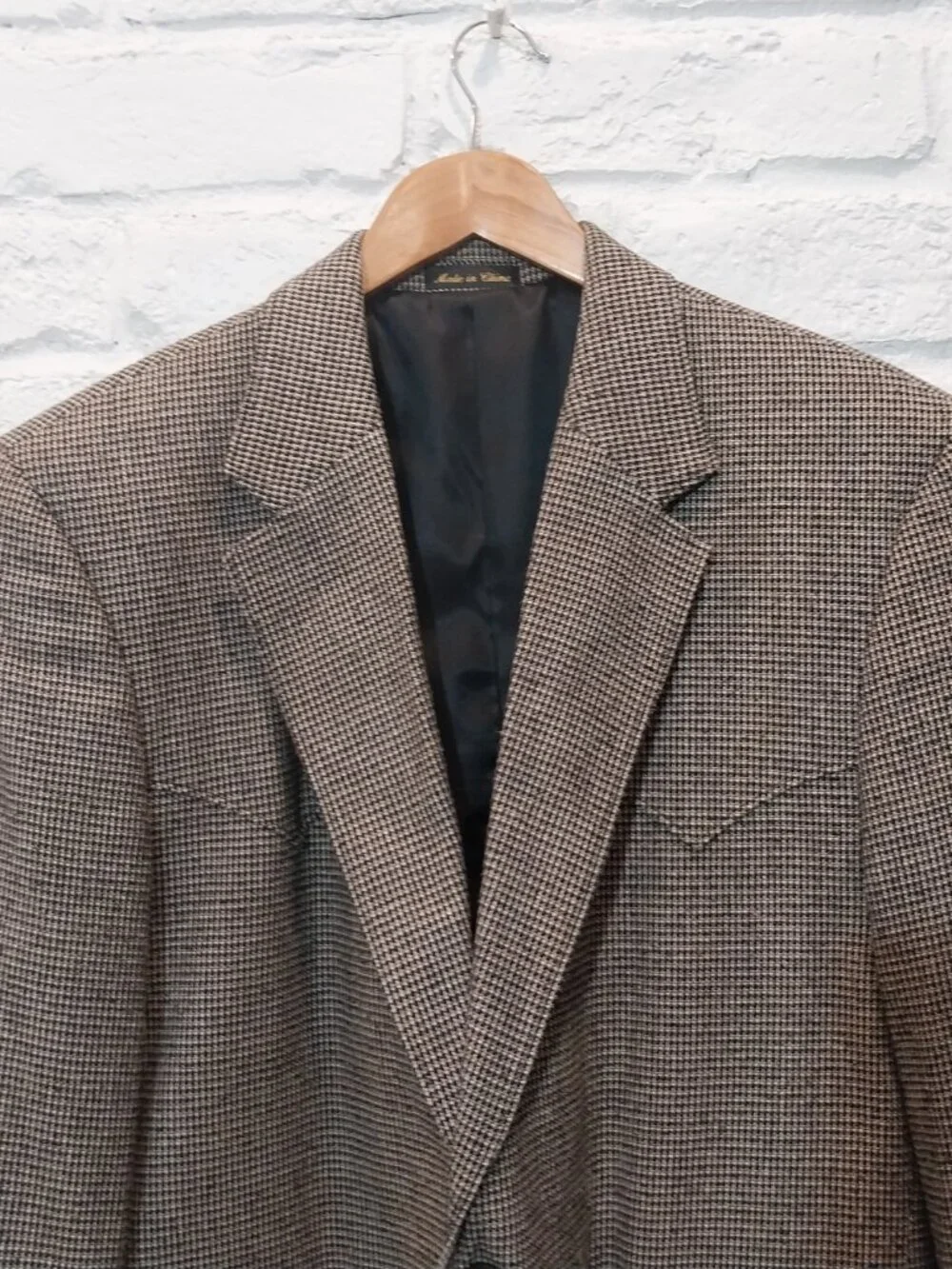 Circle S Dallas Western Blazer 44L 100% Silk Gray Houndstooth Sport Coat Cowboy.
